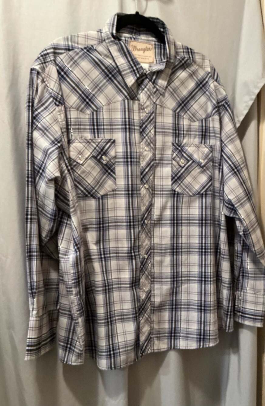 Wrangler Men's Western Modern Fit Snap Plaid Shirt 2 XL